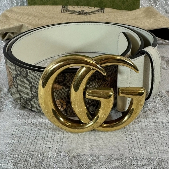 ⚘️Limited Edition- Gucci Marmot Interlocking GG Logo FRUIT Belt 85•34 W/COA - Picture 3 of 17
